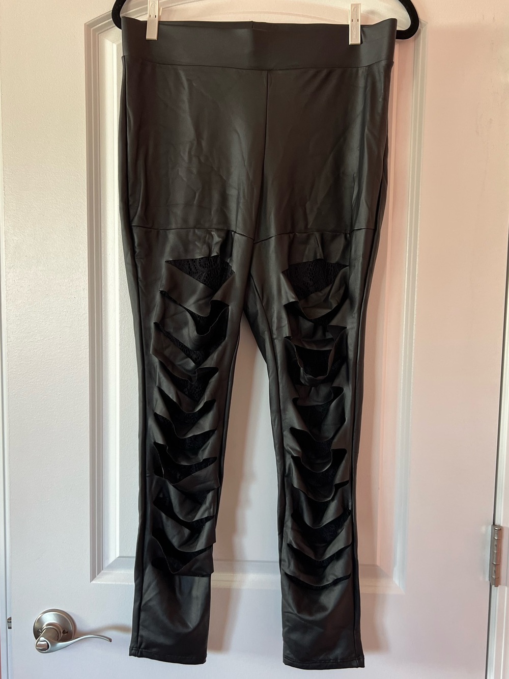 NWT TORRID Black Faux Leather Slashed Leggings
